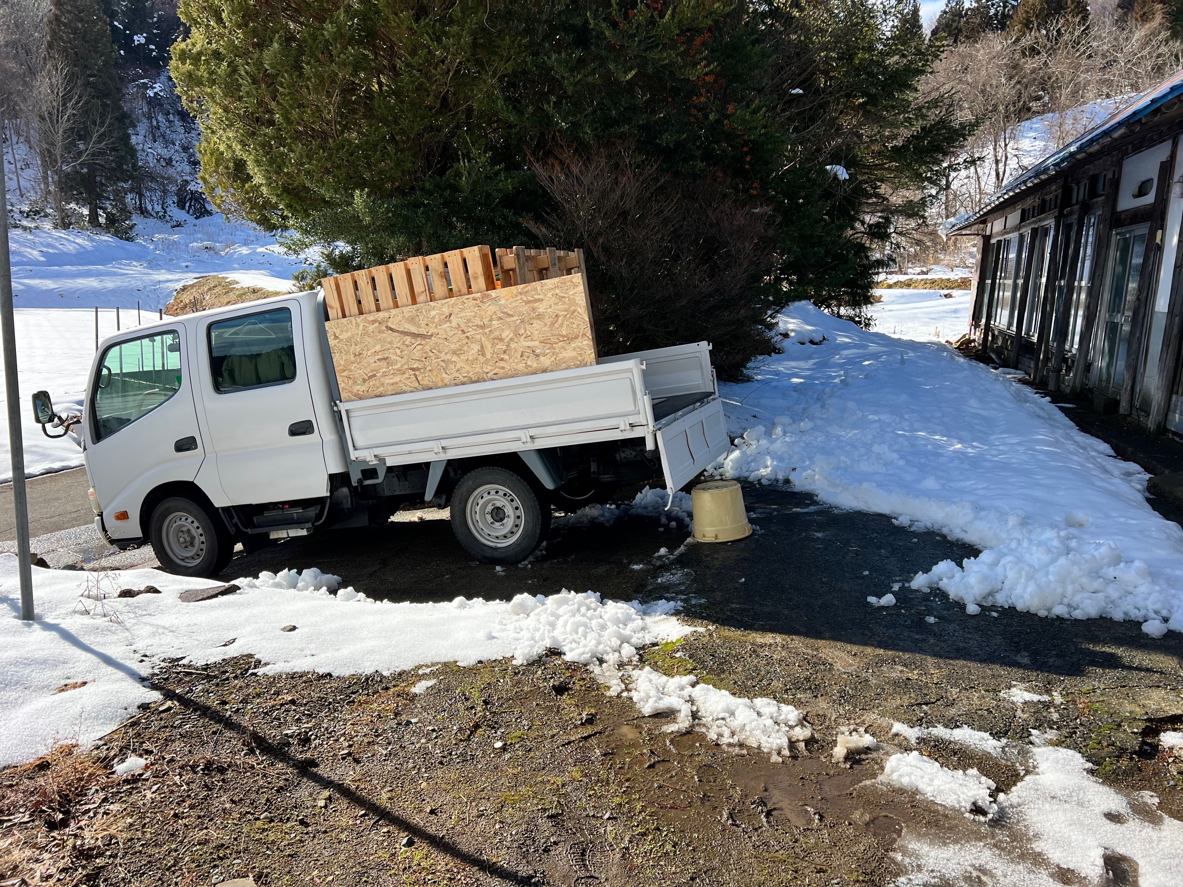 The house after snow clearing — third visit, before unloading