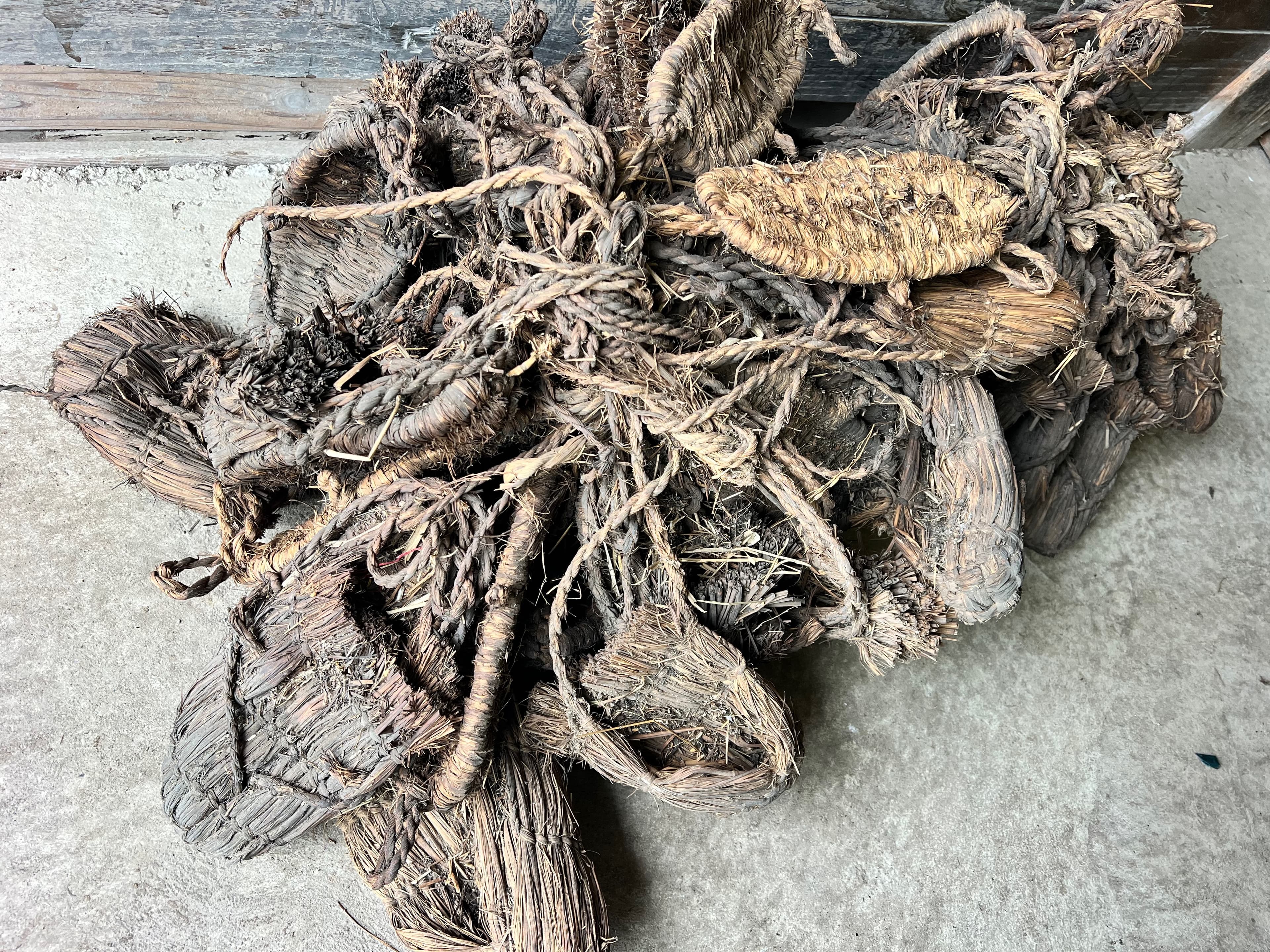A bundle of waraji — straw sandals found in the rafters, left and never retrieved
