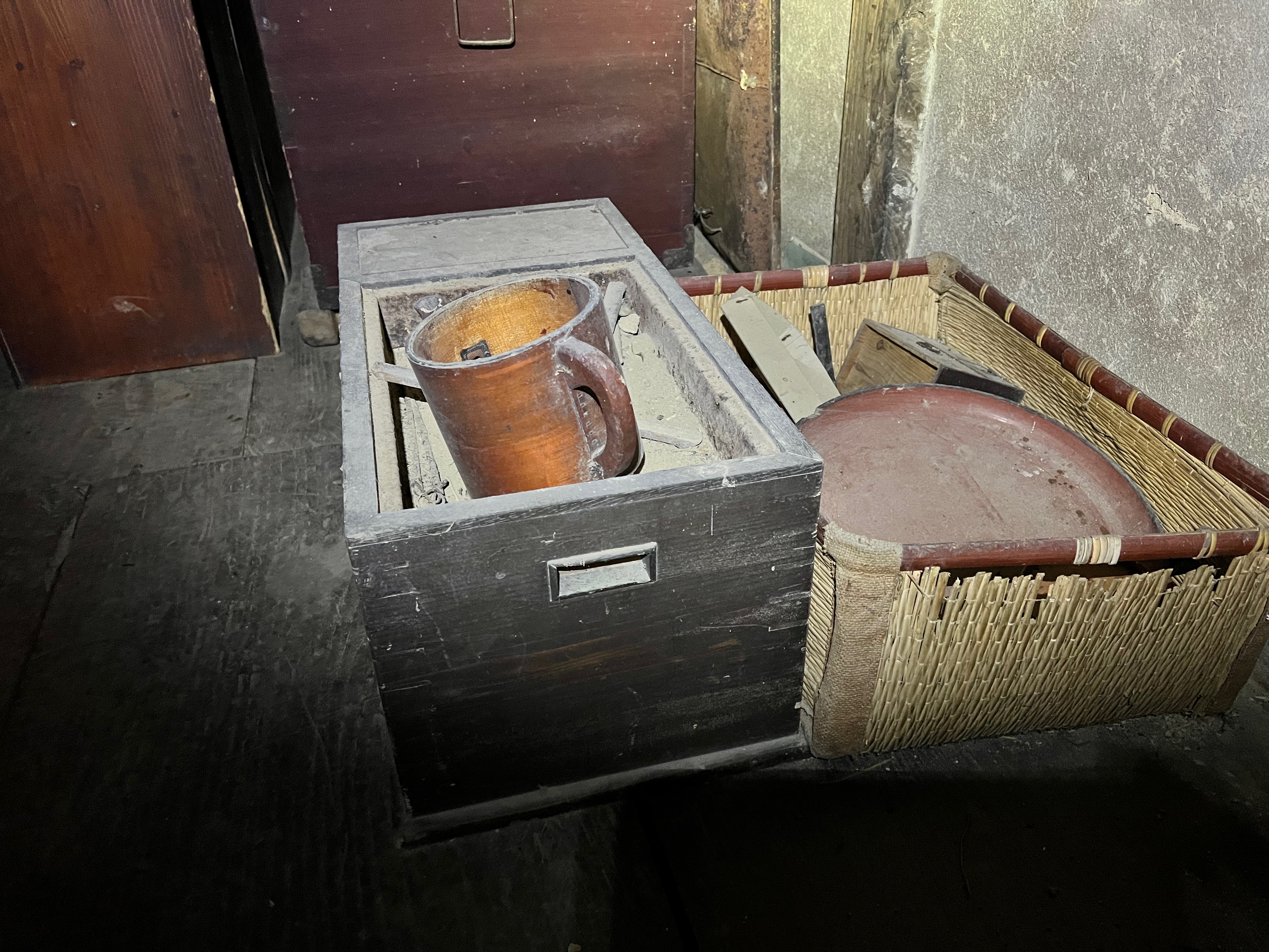 Lacquered hibachi brazier — stored in the kura