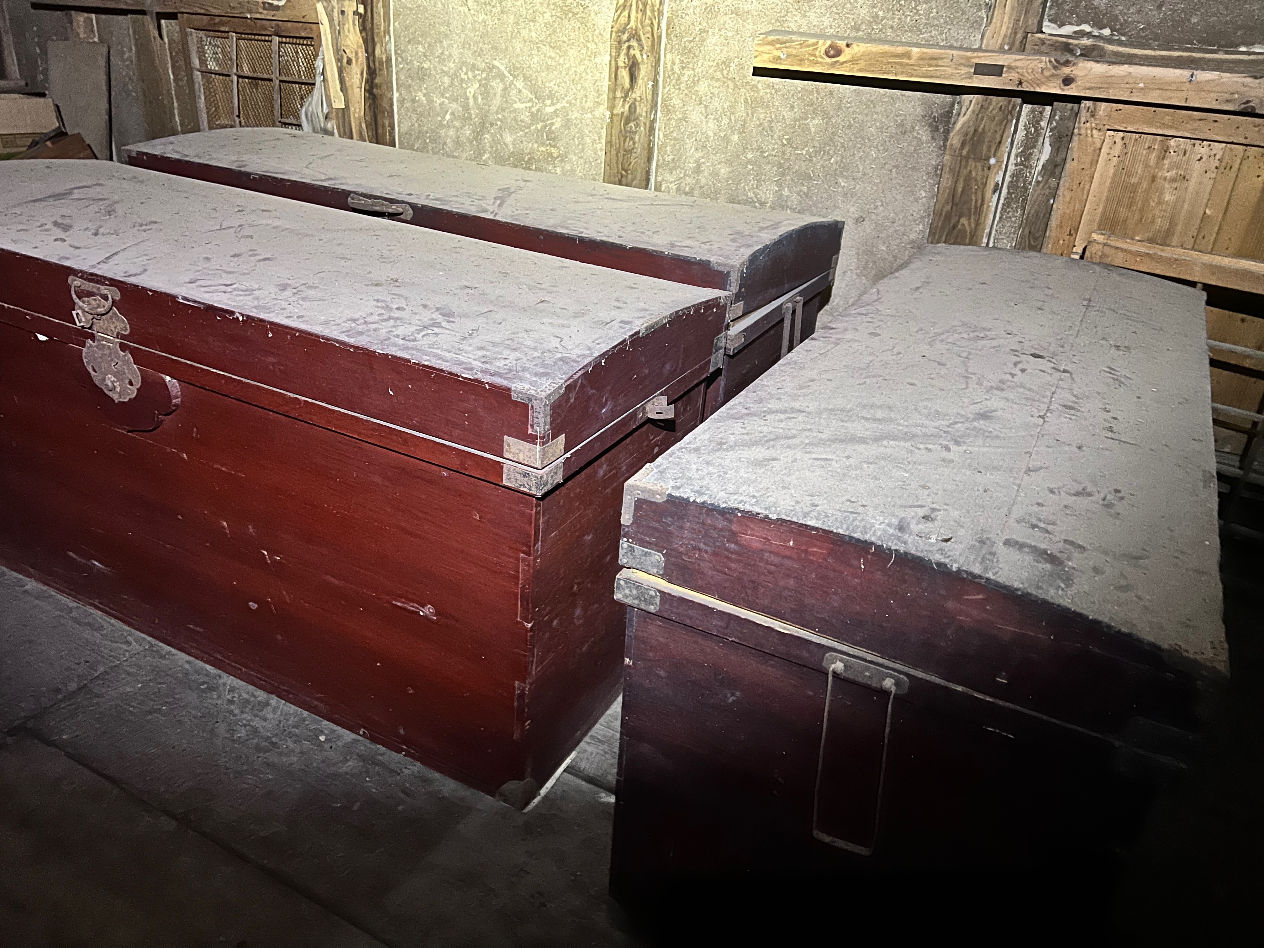 Wooden preservation box — contents undisturbed for generations